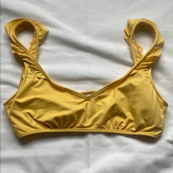 Ralph Lauren Yellow Ruffle Swim top with Open Back POLO - Picture 1 of 5